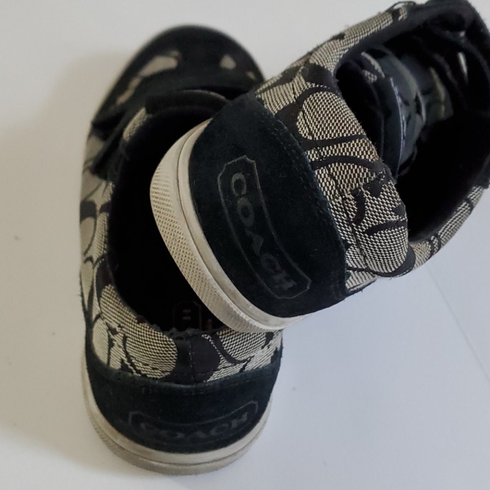 Coach Women's Black Signature Logo Velcro Sneakers - Picture 4 of 8
